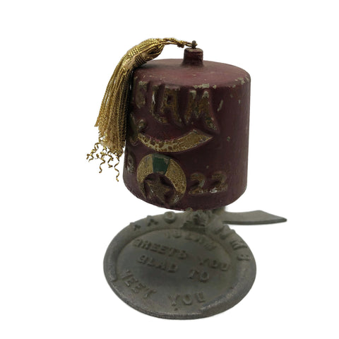 Vintage Rare 1922 Shriners Was Aluminum Fez Greeting Token