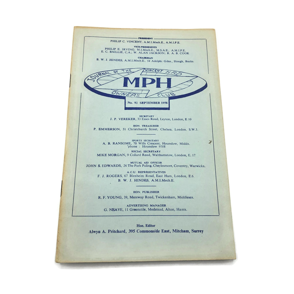 Vintage 1950’s Vincent Owners Club Magazine