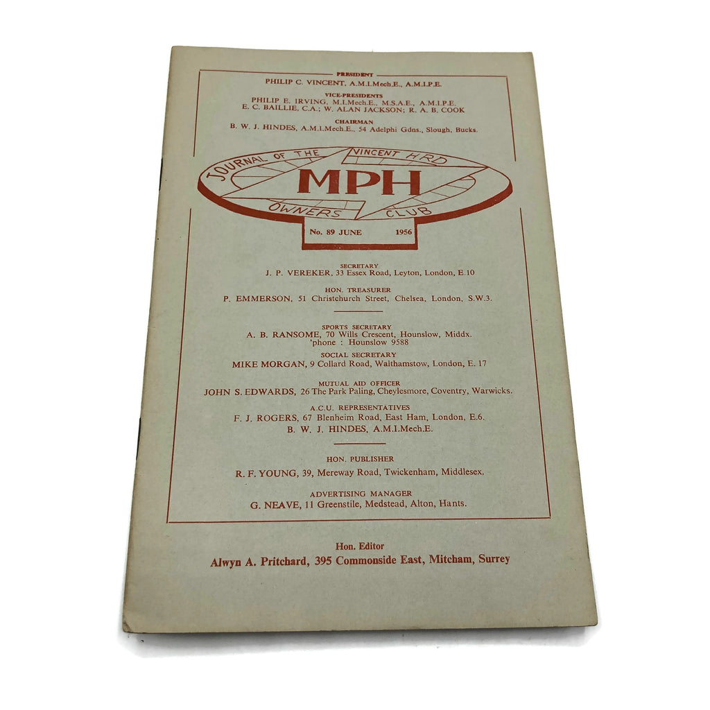 Vintage 1950’s Vincent Owners Club Magazine