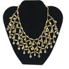 Vintage Goldtone Rhinestone Costume Runway Necklace & Earrings Set