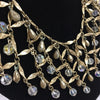 Vintage Goldtone Rhinestone Costume Runway Necklace & Earrings Set