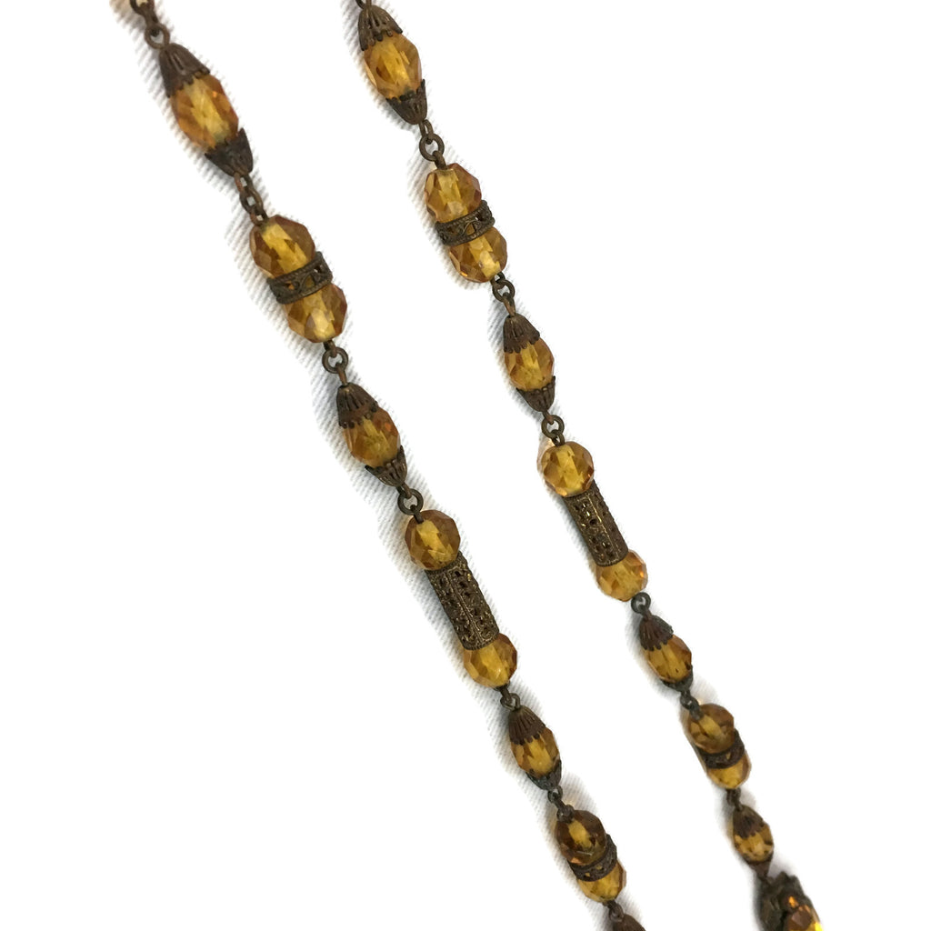 Vintage Art Deco Amber Czech Necklace