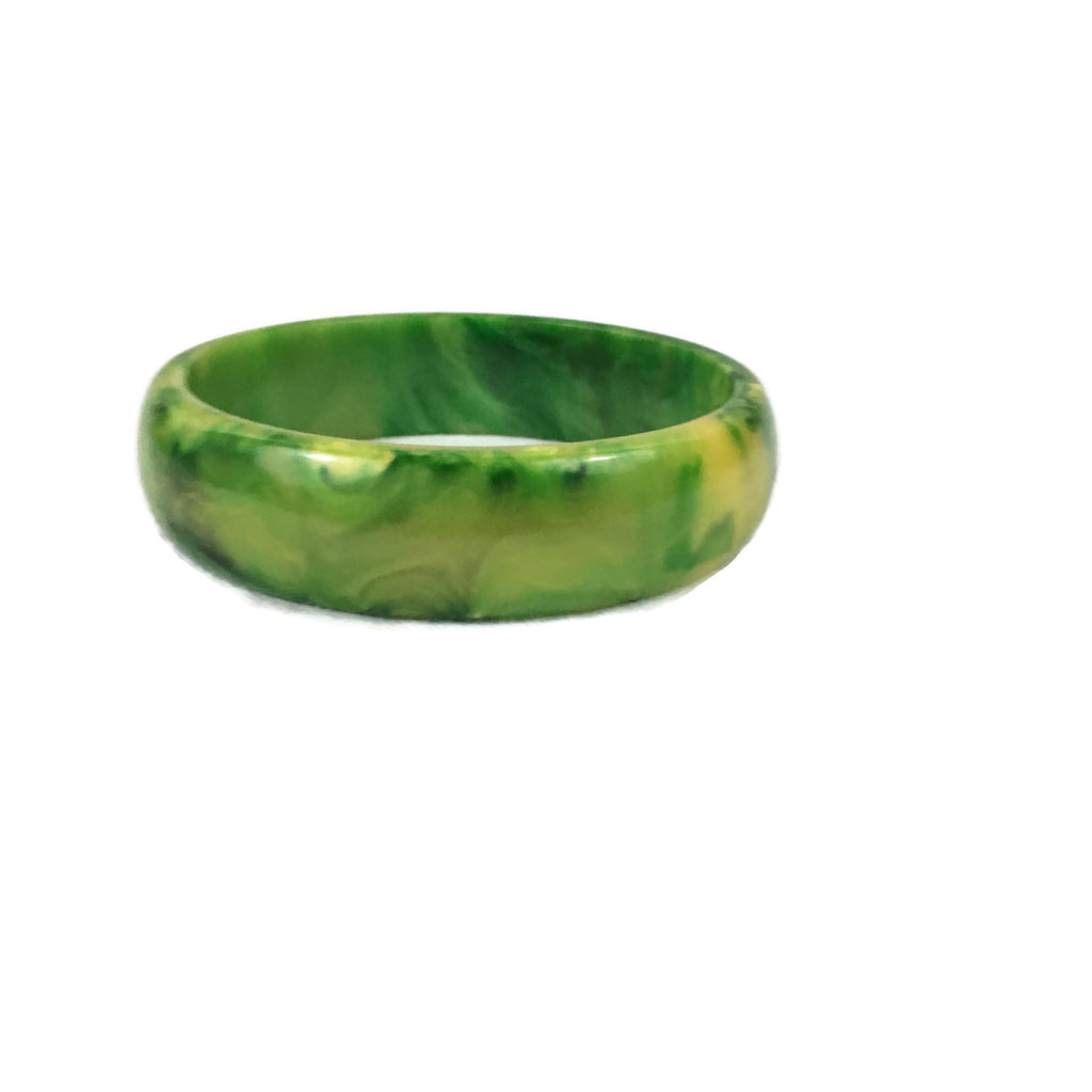 Vintage Marbled Green & Yellow Bakelite Bangle
