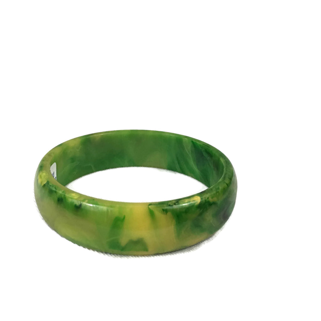 Vintage Marbled Green & Yellow Bakelite Bangle