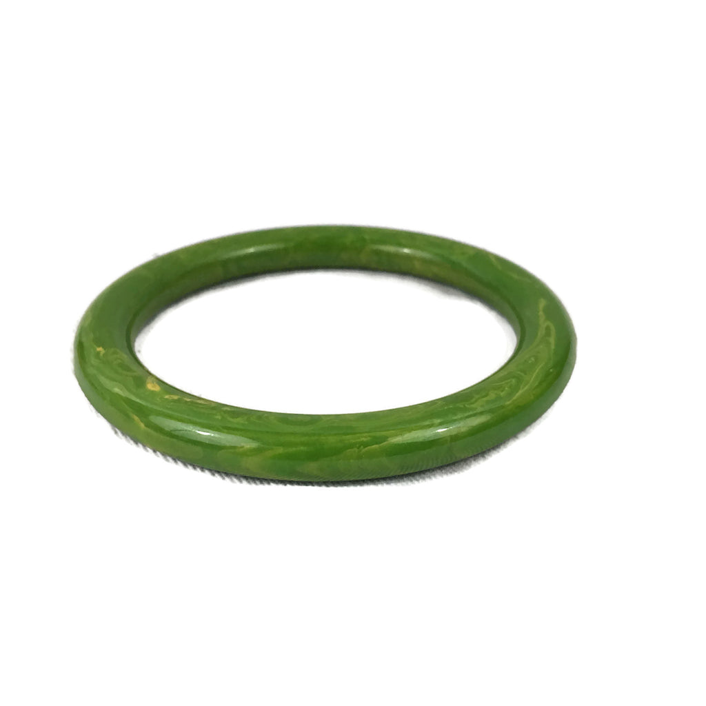 Vintage Marbled Green & Yellow Bakelite Bangle