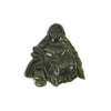 Vintage Marbled Green & Yellow Buddha / Monk Bakelite Brooch