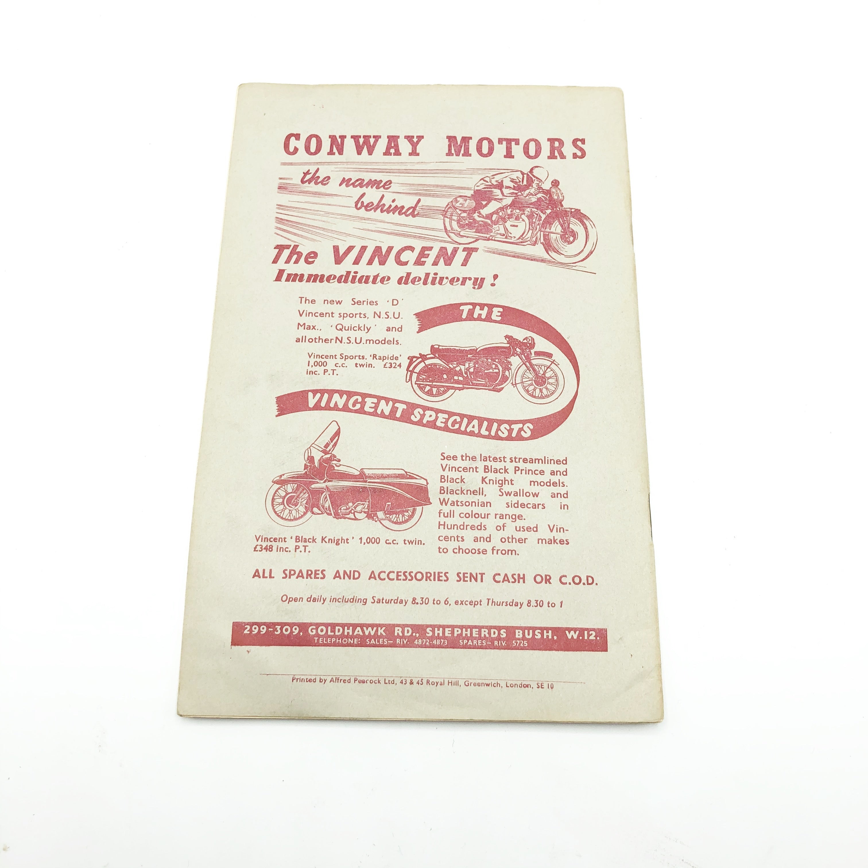 Vintage 1950’s Vincent Owners Club Magazine
