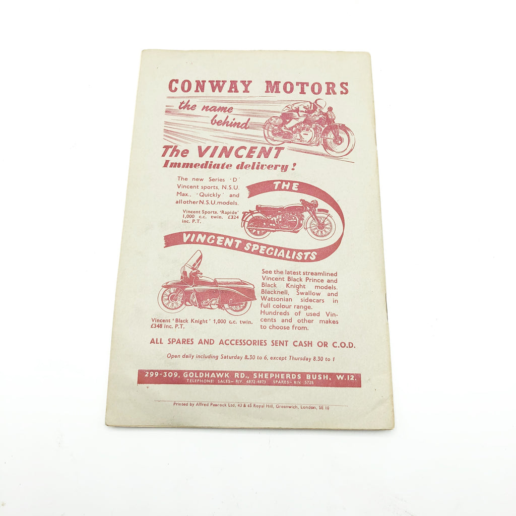 Vintage 1950’s Vincent Owners Club Magazine