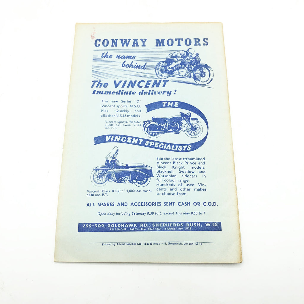 Vintage 1950’s Vincent Owners Club Magazine