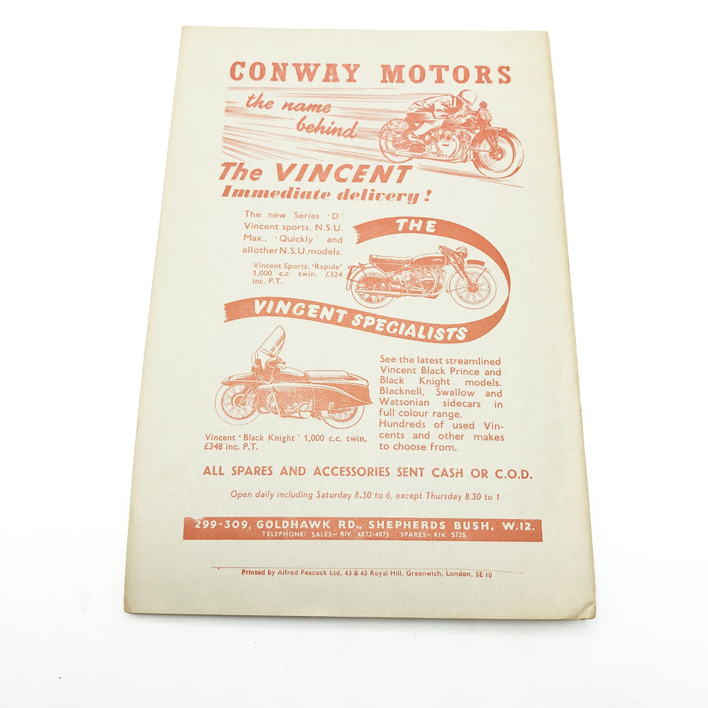 Vintage 1950’s Vincent Owners Club Magazine