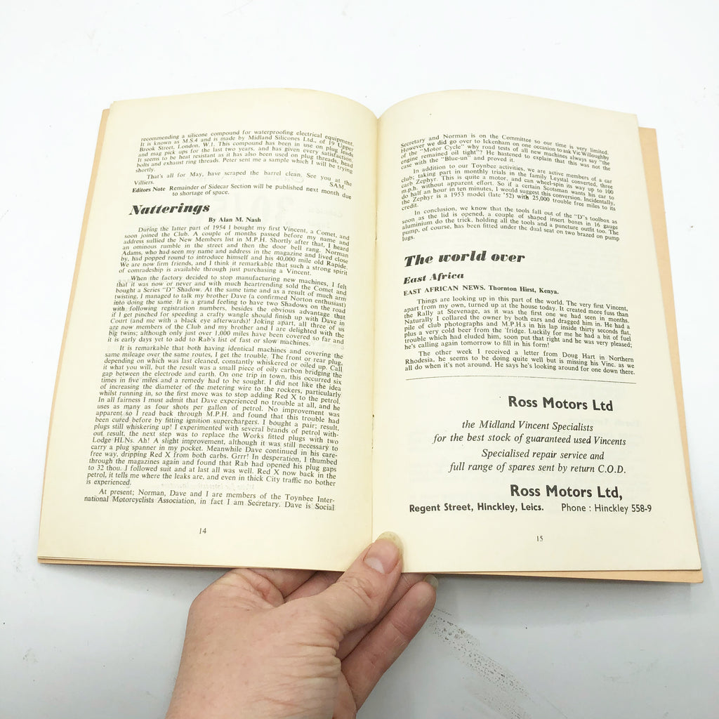 Vintage 1950’s Vincent Owners Club Magazine