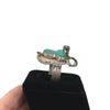 Vintage Unusual Turquoise & Silver Saddle Ring