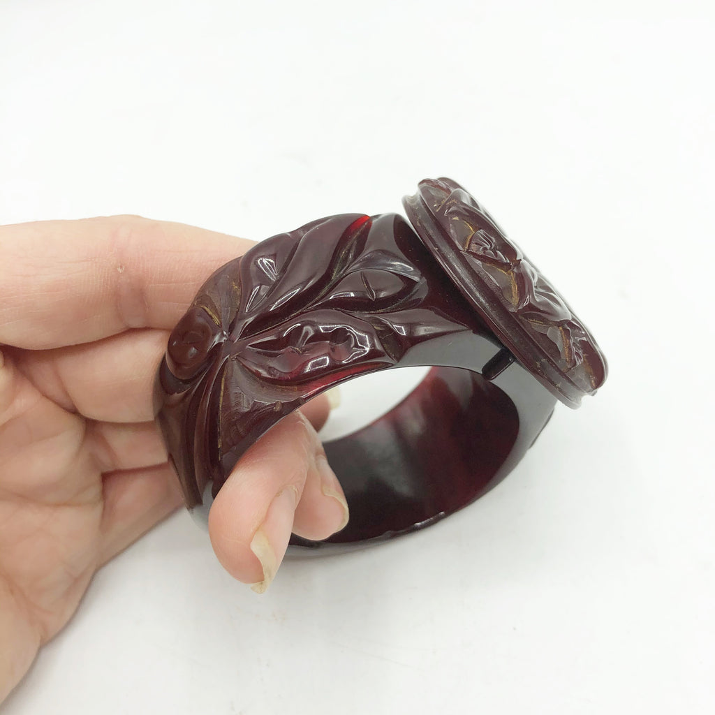Vintage 1930’s Carved Bakelite Clamp Bracelet