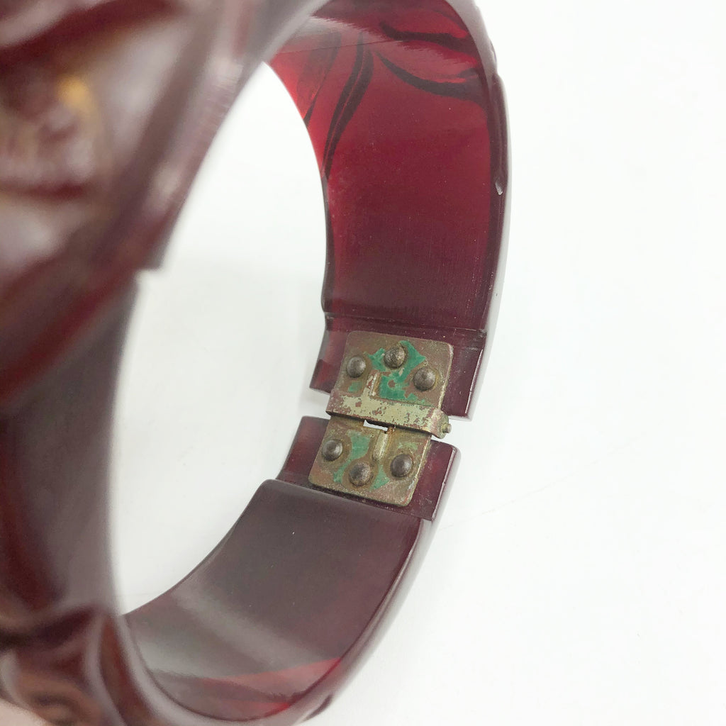 Vintage 1930’s Carved Bakelite Clamp Bracelet