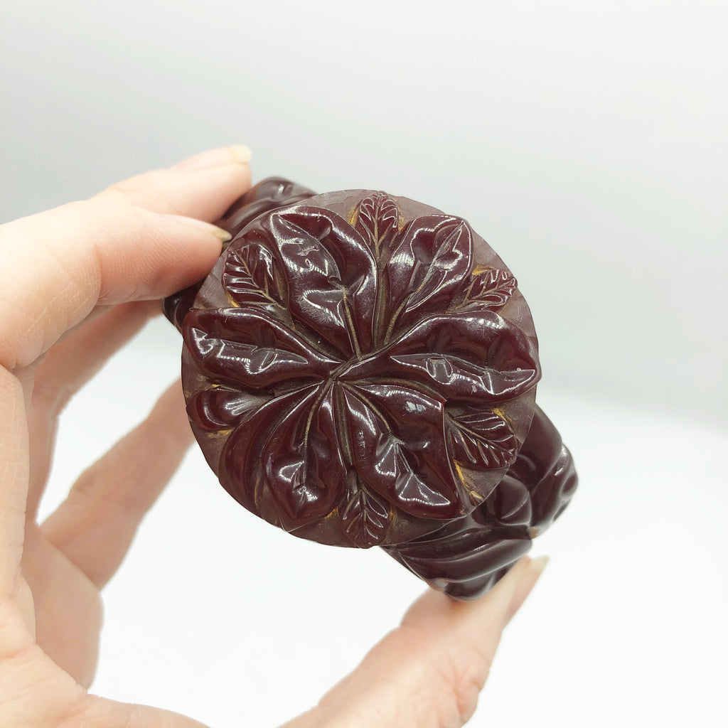 Vintage 1930’s Carved Bakelite Clamp Bracelet