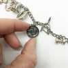 Vintage Sterling Silver Charm Bracelet W/ 1905 Luis & Clark Expo Gold Coin
