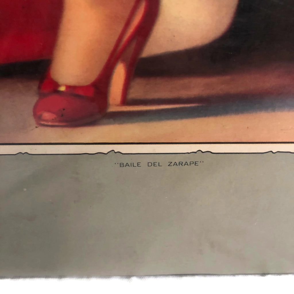 Vintage Baile del Zarape Nude Pin Up Girl Poster