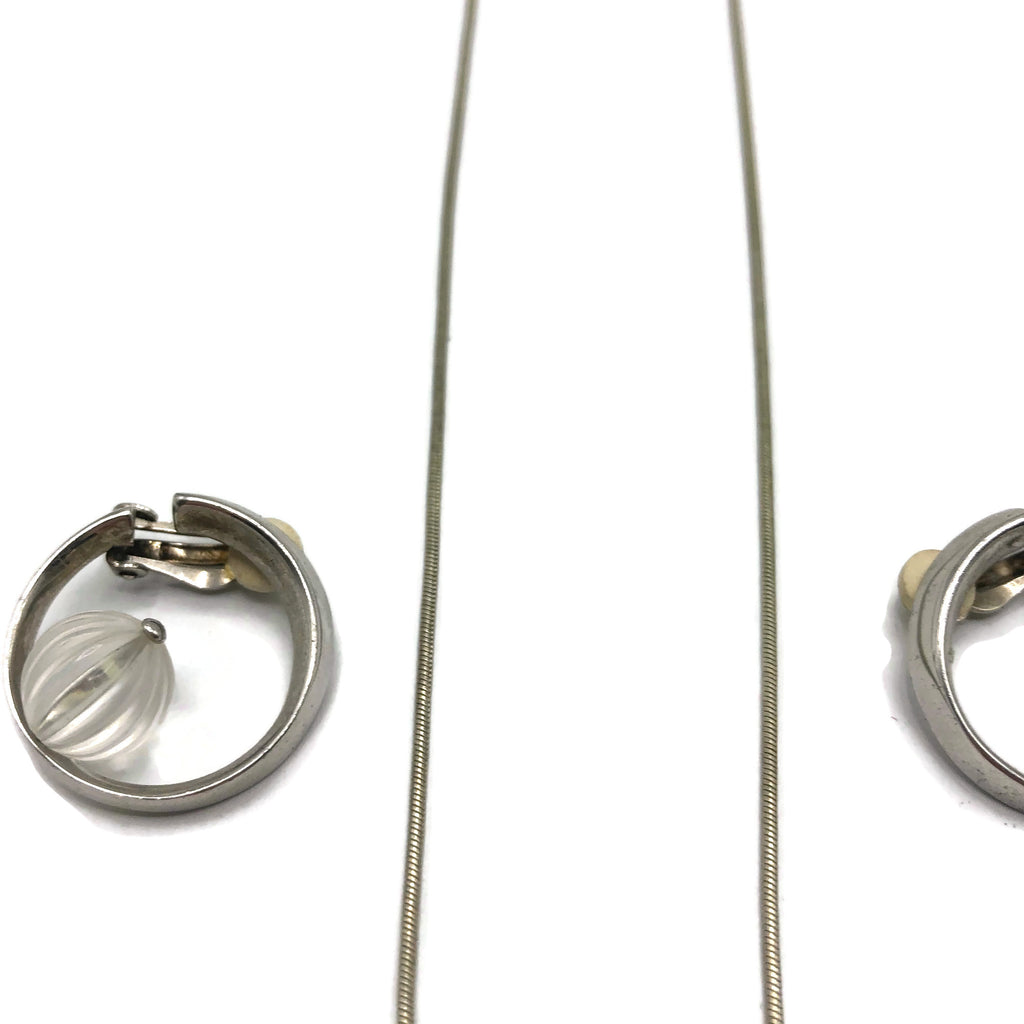 Vintage Sterling Silver Lalique Pendant and Earrings Set