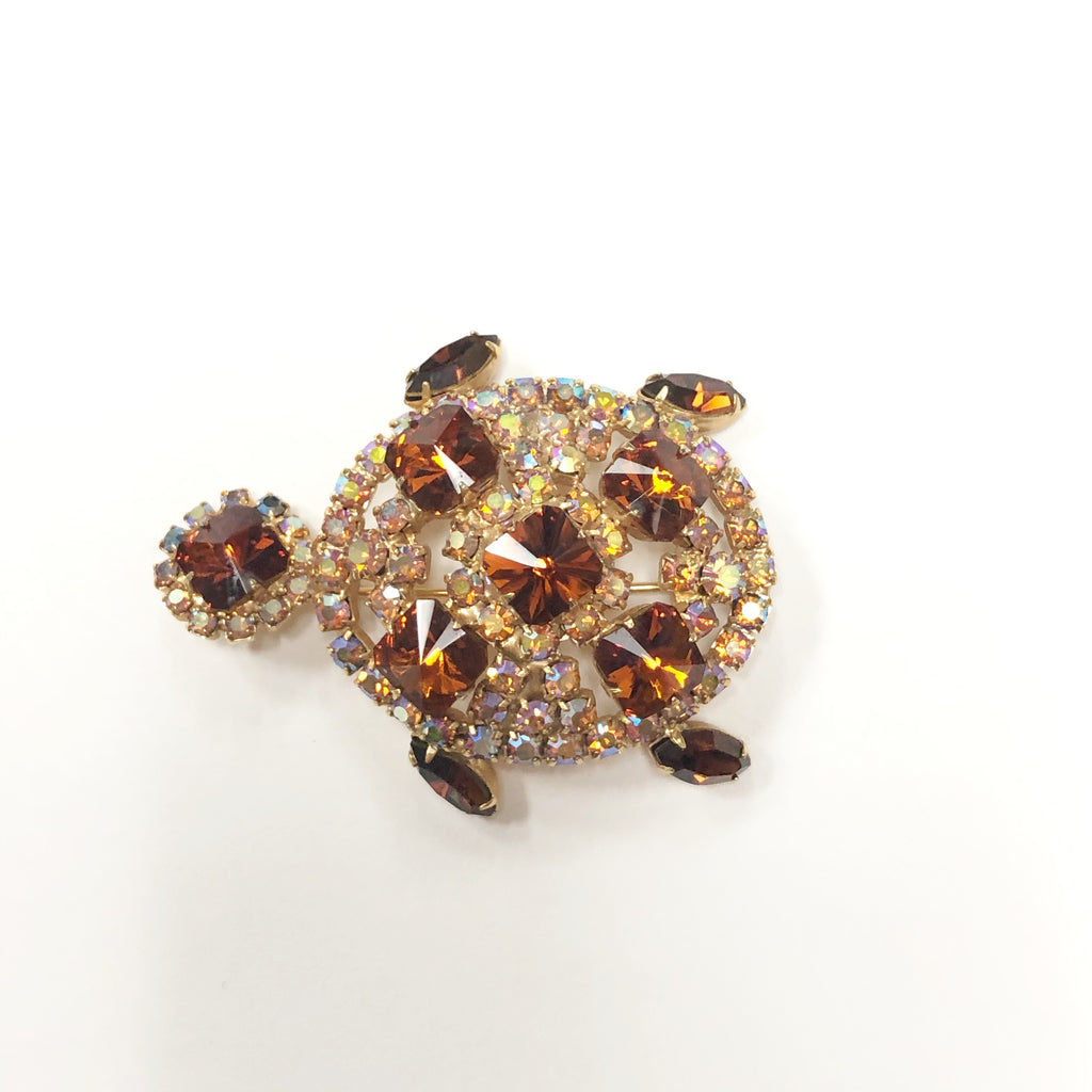 Vintage Juliana Rhinestone Turtle Brooch