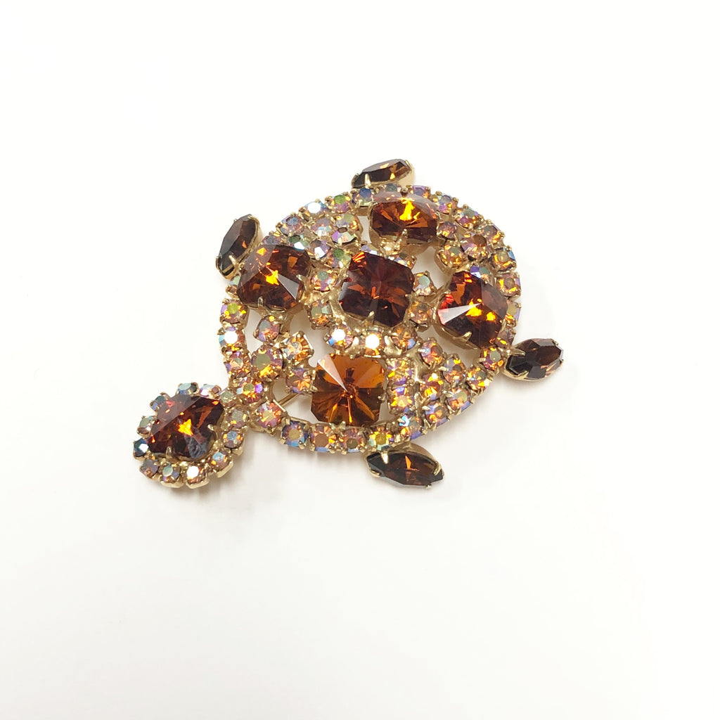 Vintage Juliana Rhinestone Turtle Brooch