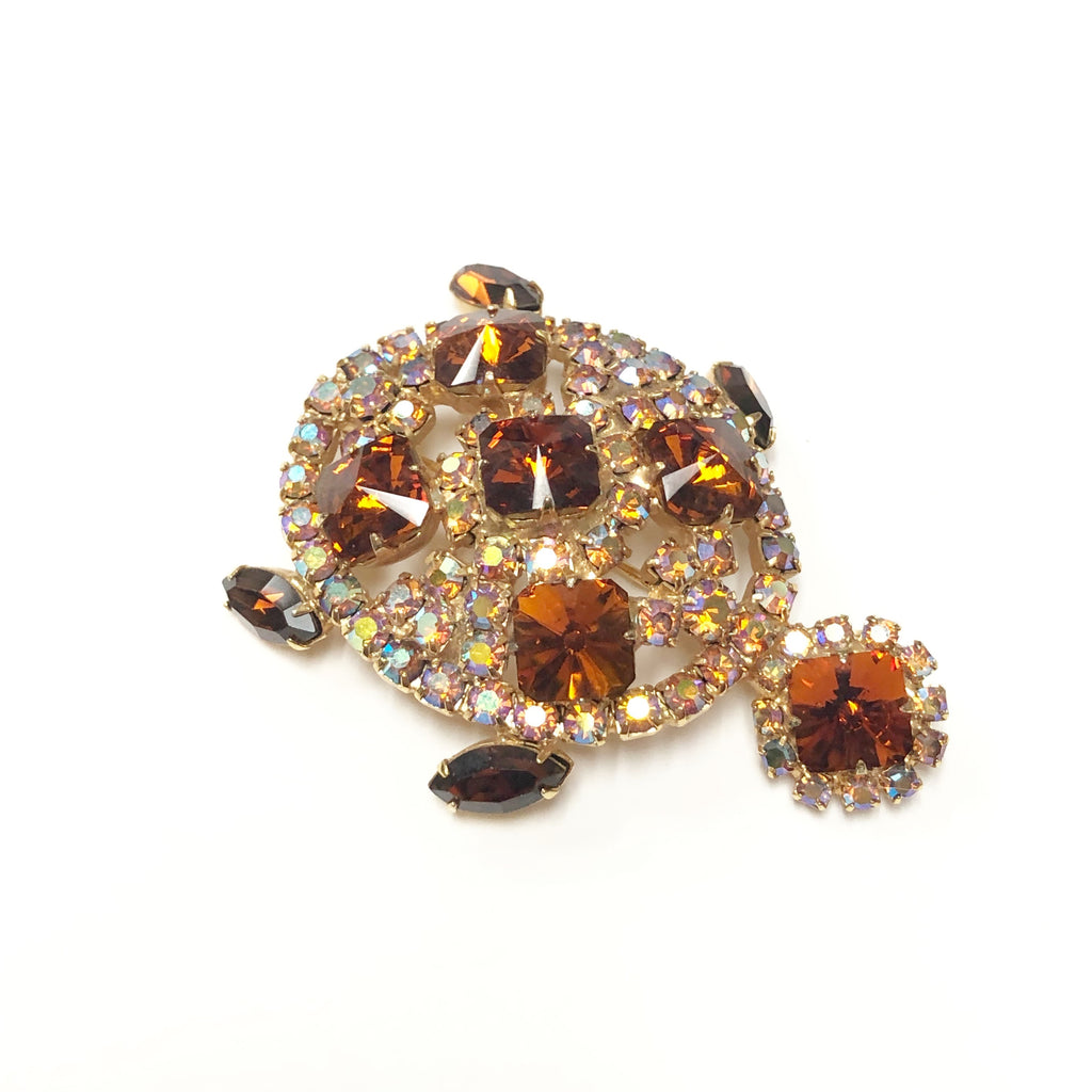Vintage Juliana Rhinestone Turtle Brooch