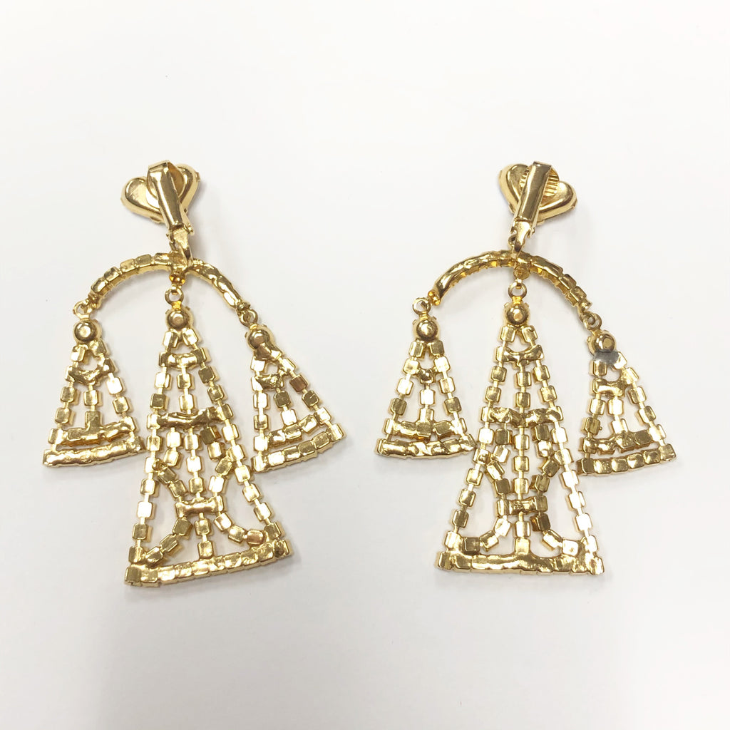 Vintage Large Iridescent Rhinestone Brooch & Earring Set