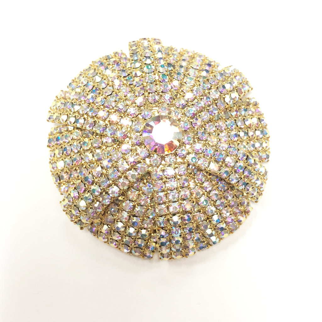 Vintage Large Iridescent Rhinestone Brooch & Earring Set