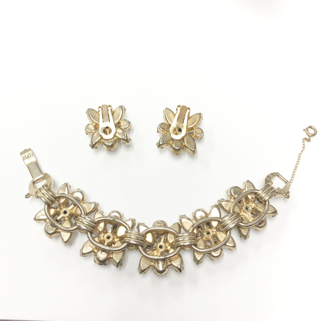 Vintage White & AB Rhinestone Juliana Bracelet & Earring Set