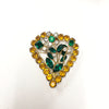 Vintage 3D Rhinestone Heart & Flower Brooch