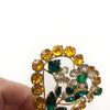 Vintage 3D Rhinestone Heart & Flower Brooch