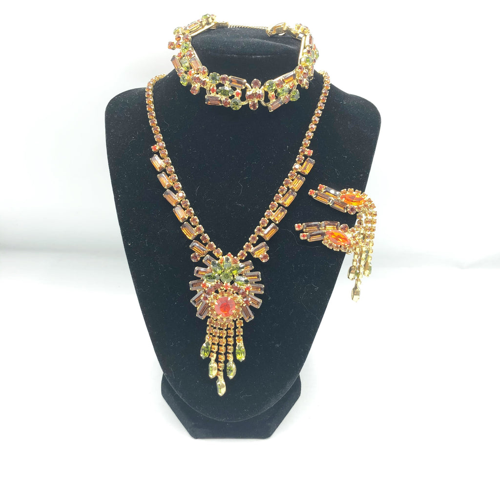 Vintage Juliana Rhinestone Necklace Bracelet & Earring Set