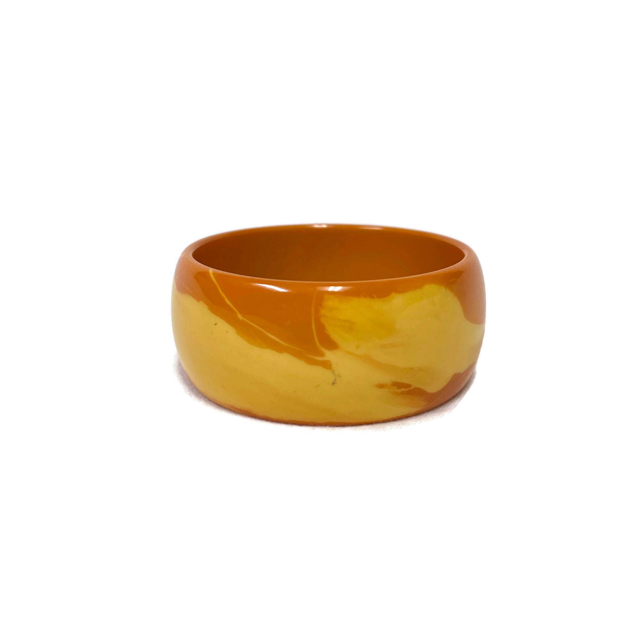 Vintage Large Bakelite Two Tone Marbled Bracelet