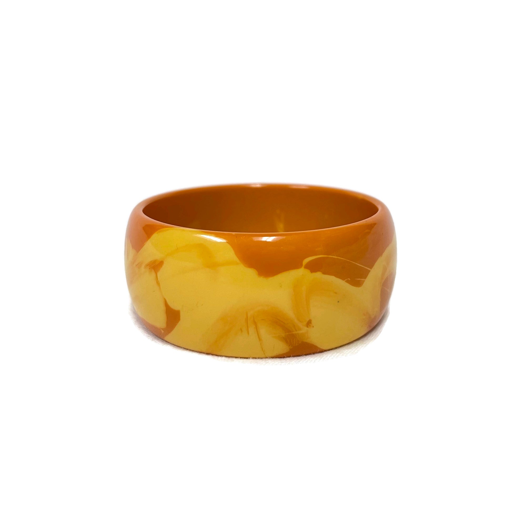 Vintage Large Bakelite Two Tone Marbled Bracelet