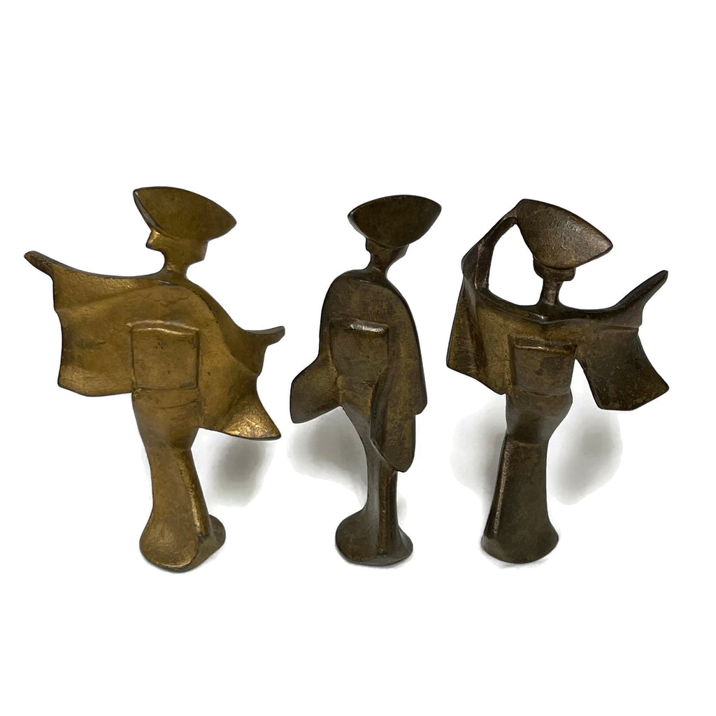 Vintage Mid Century Modern 3 Metal Japanese Geishas