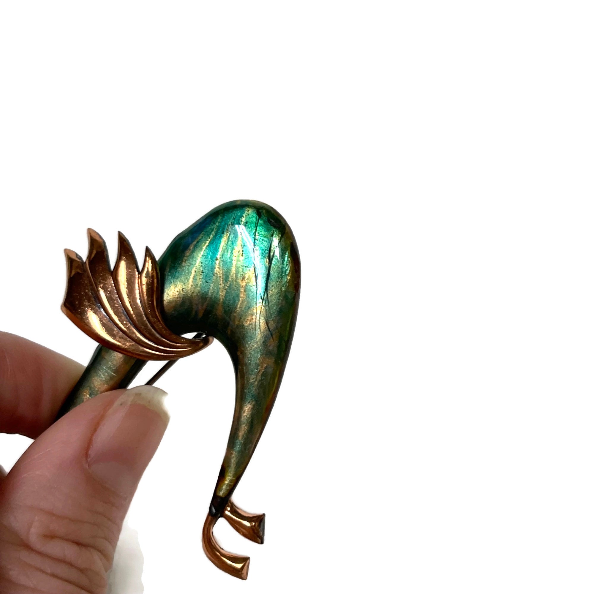 Vintage Mid Century Matisse Enameled Abstract Bird Brooch
