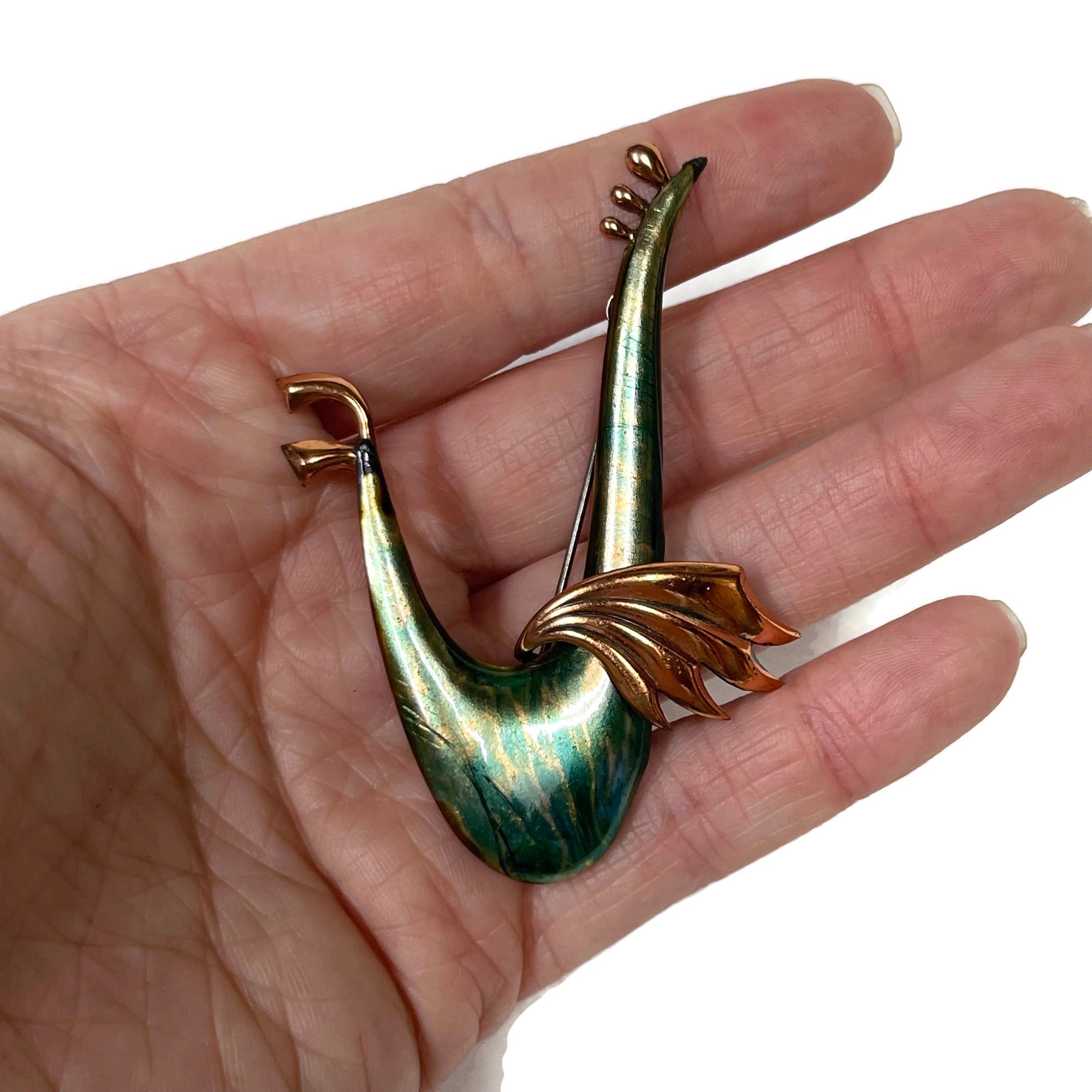 Vintage Mid Century Matisse Enameled Abstract Bird Brooch