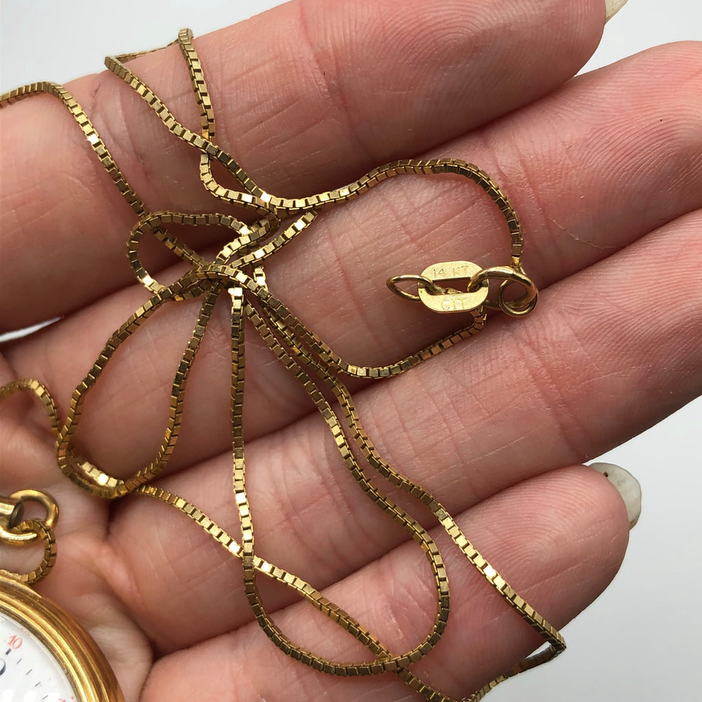 Vintage Tiffany & Co. 18K Small Pocket Watch W/ 14K Necklace Chain