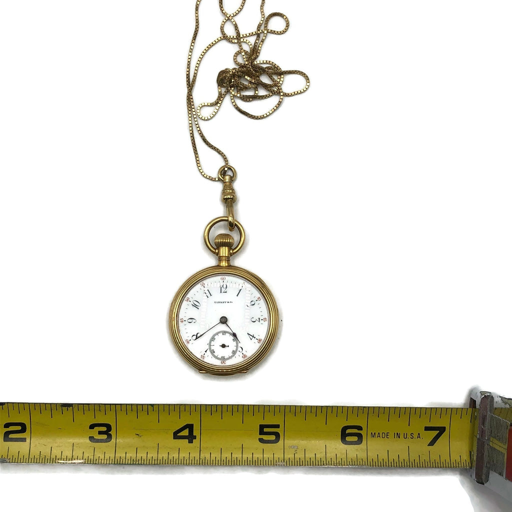 Vintage Tiffany & Co. 18K Small Pocket Watch W/ 14K Necklace Chain