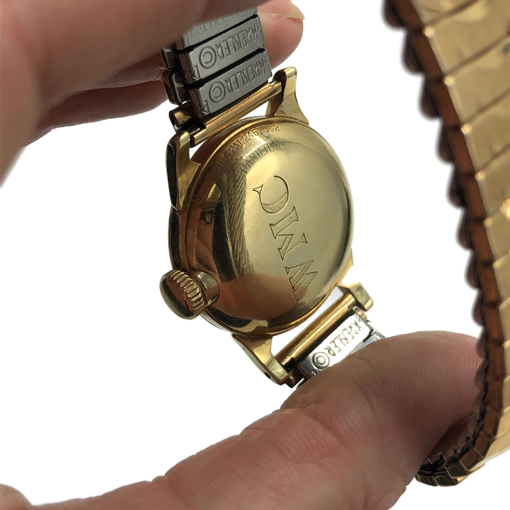 Vintage 14K Hamilton Round Face Wristwatch W/ Gold Filled Band