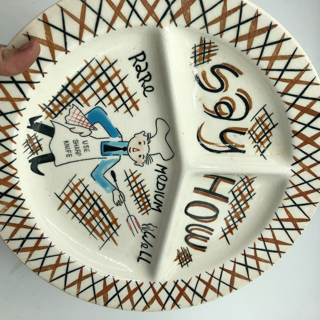Vintage 1950’s Ceramic BBQ Plate