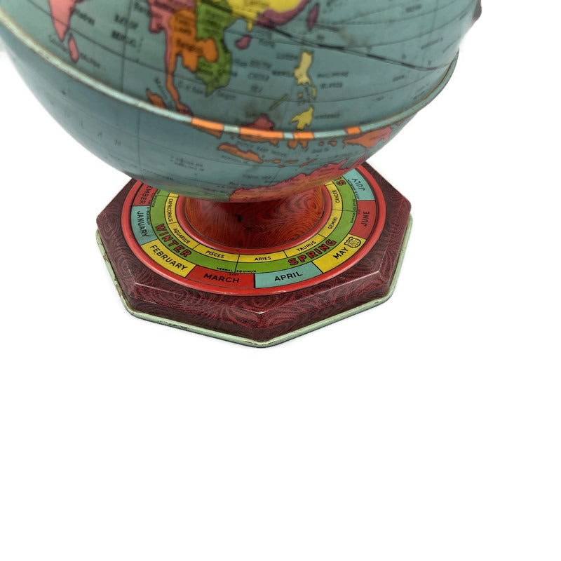 Vintage 1950’s Small Metal Calendar Zodiac Globe