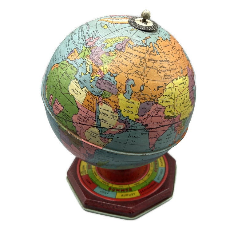 Vintage 1950’s Small Metal Calendar Zodiac Globe