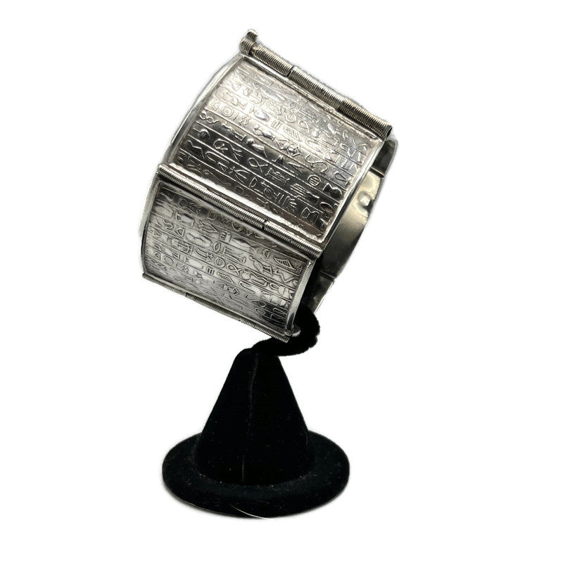 Vintage 800 Silver Hieroglyph Egyptian Revival Bracelet