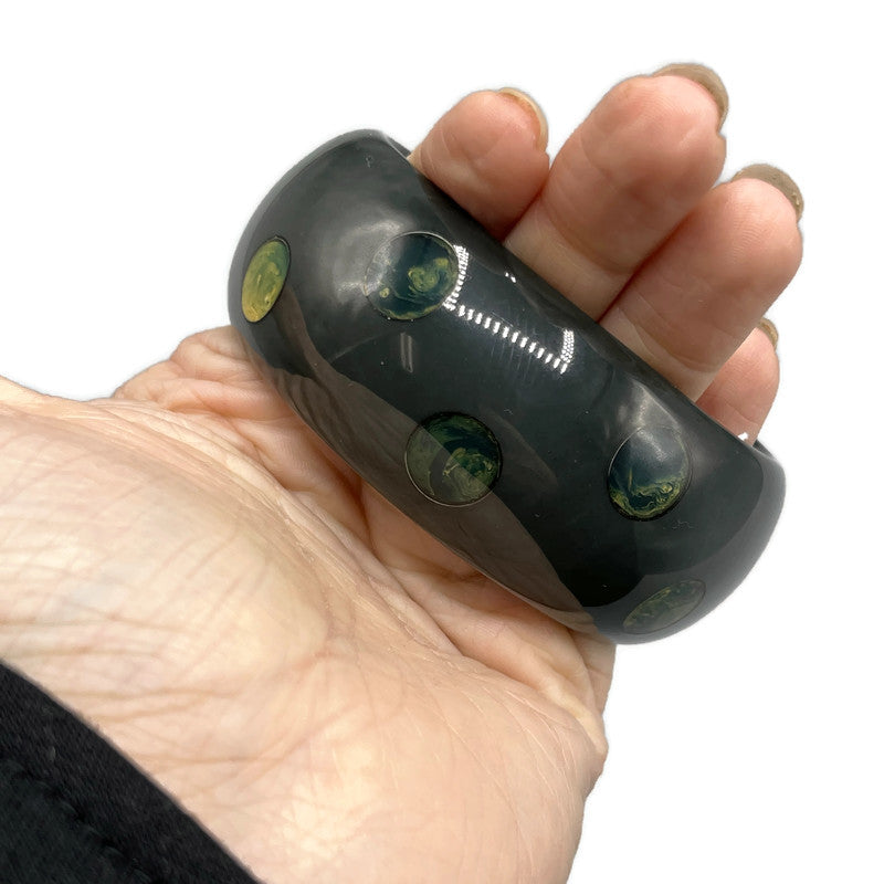 Vintage Green Polka Dot Bakelite Bangle