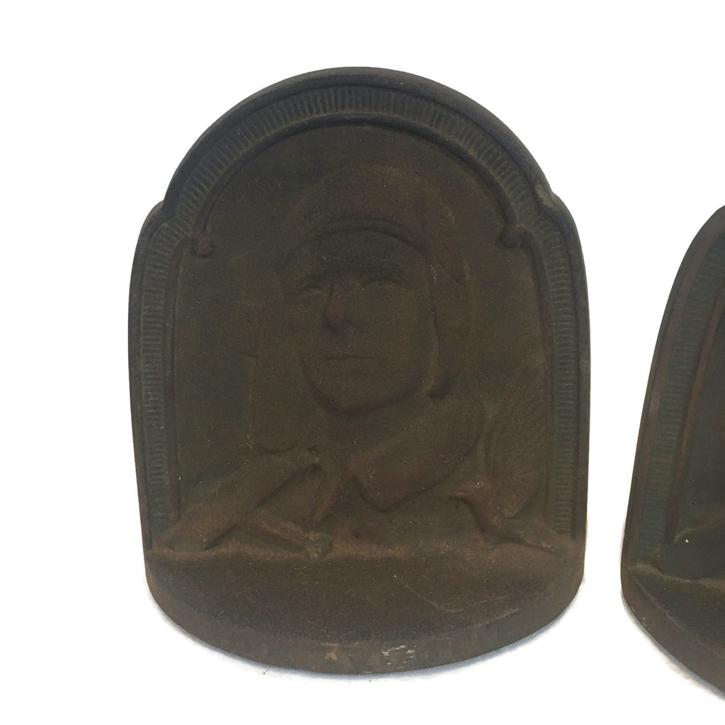 Antique Charles Lindbergh “The Aviator” Bookends