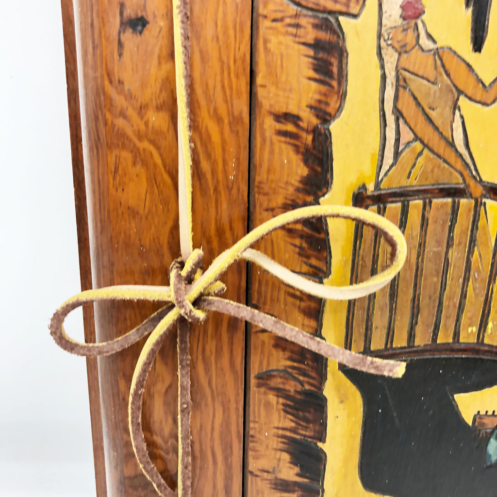 Vintage Hand Carved Wood Scrap Book