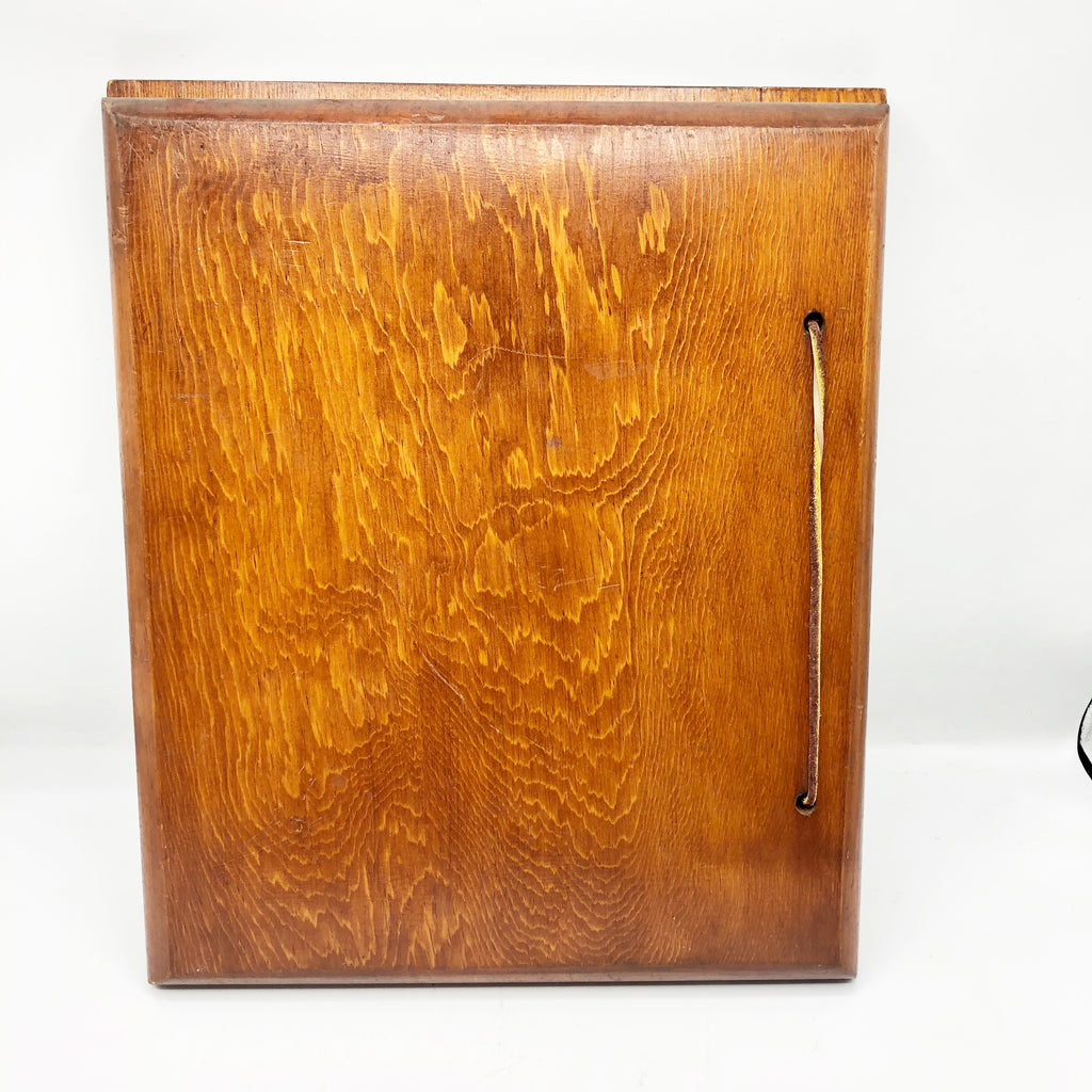 Vintage Hand Carved Wood Scrap Book