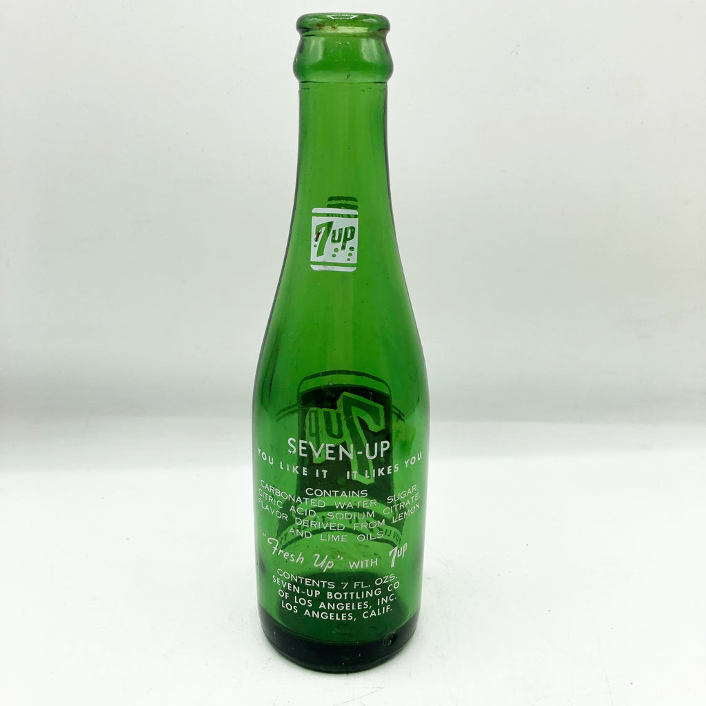 Vintage Original 7up Bottle & Cardboard Advertisement