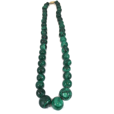 Vintage Malachite Graduated Beaded Necklace