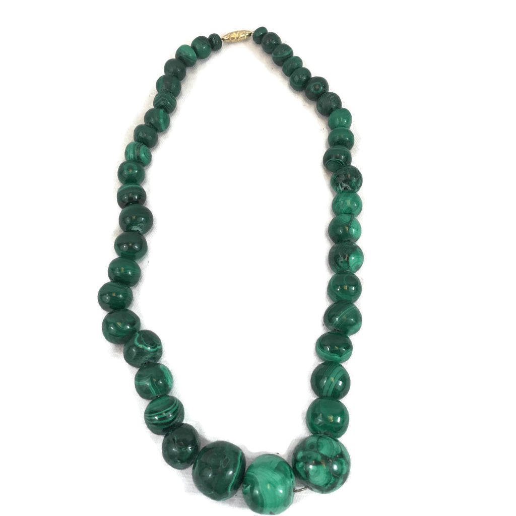 Vintage Malachite Graduated Beaded Necklace